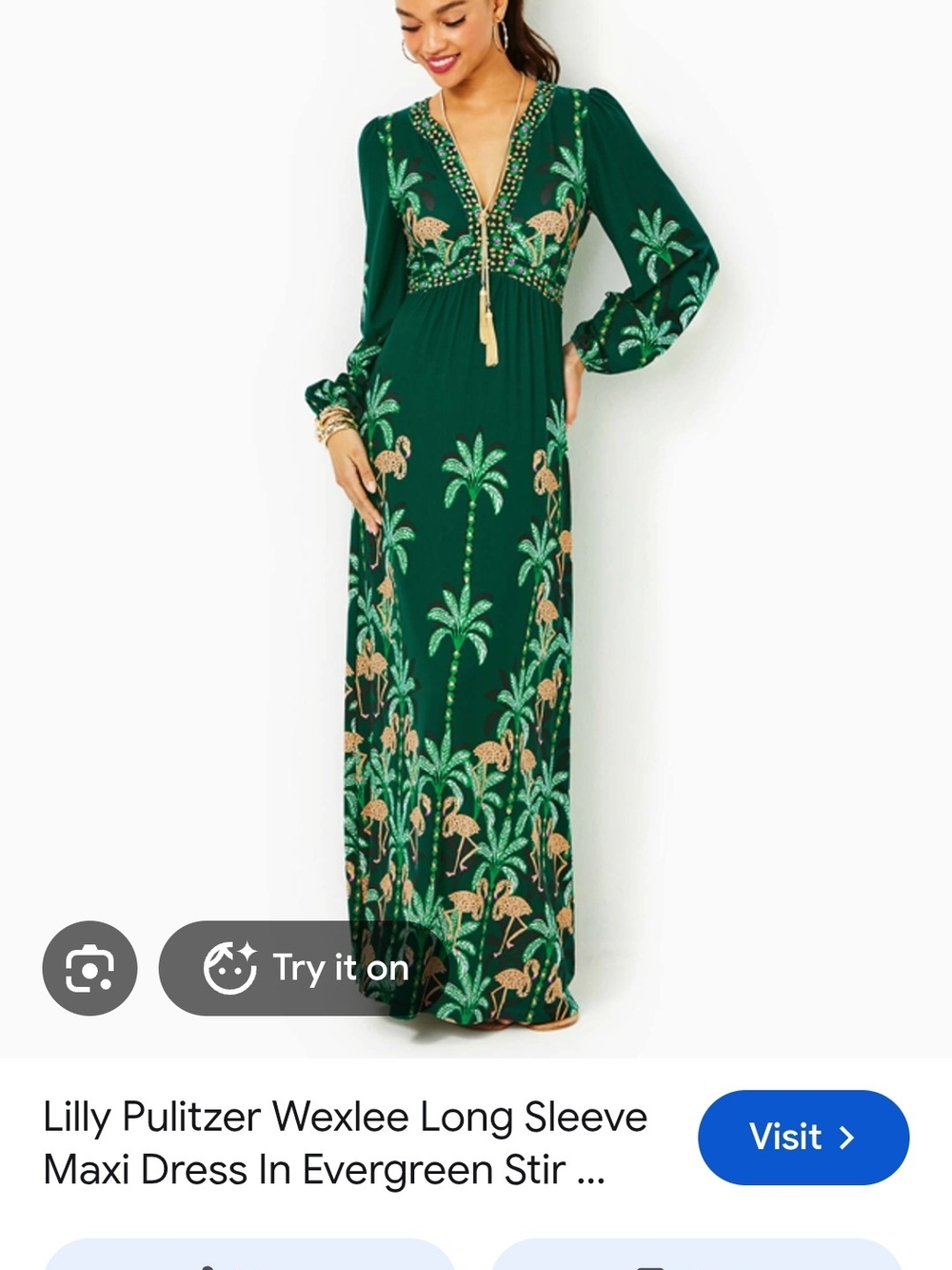Lilly Pulitzer Evergreen Maxi Dress with Palm & Flamingo Motif